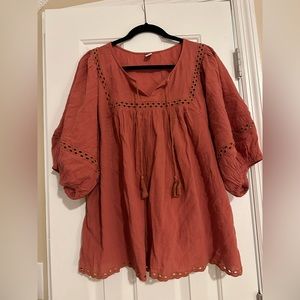 Old Navy Dark Coral Detailed Blouse